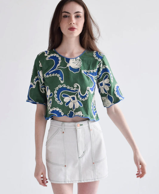 FINAL SALE Ivory Denim Cargo Skirt