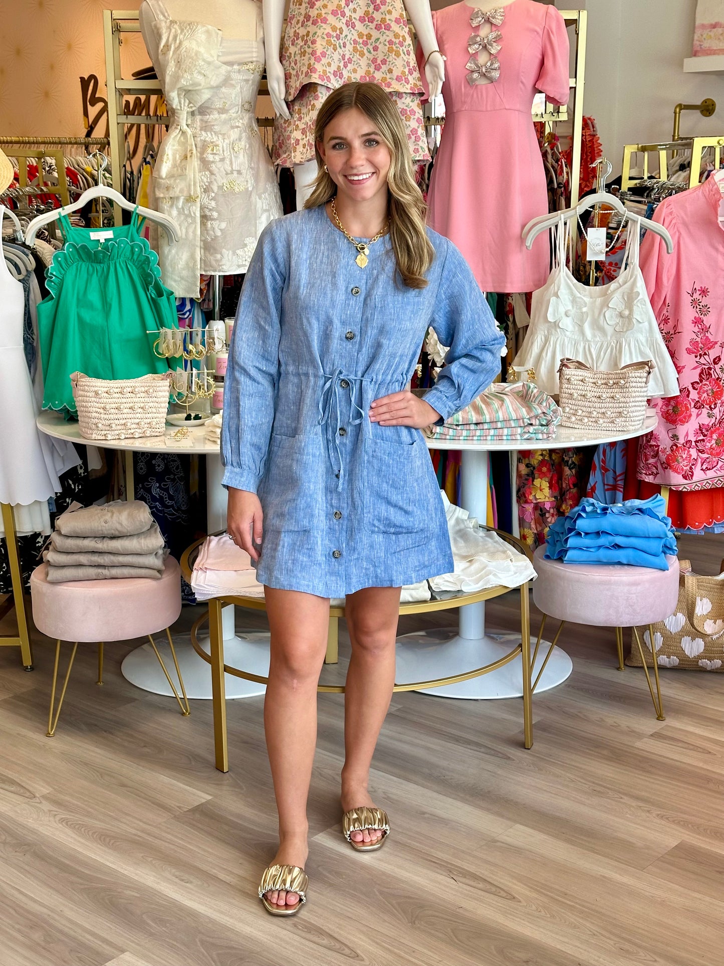 FINAL SALE The Mason Dress in Denim Linen
