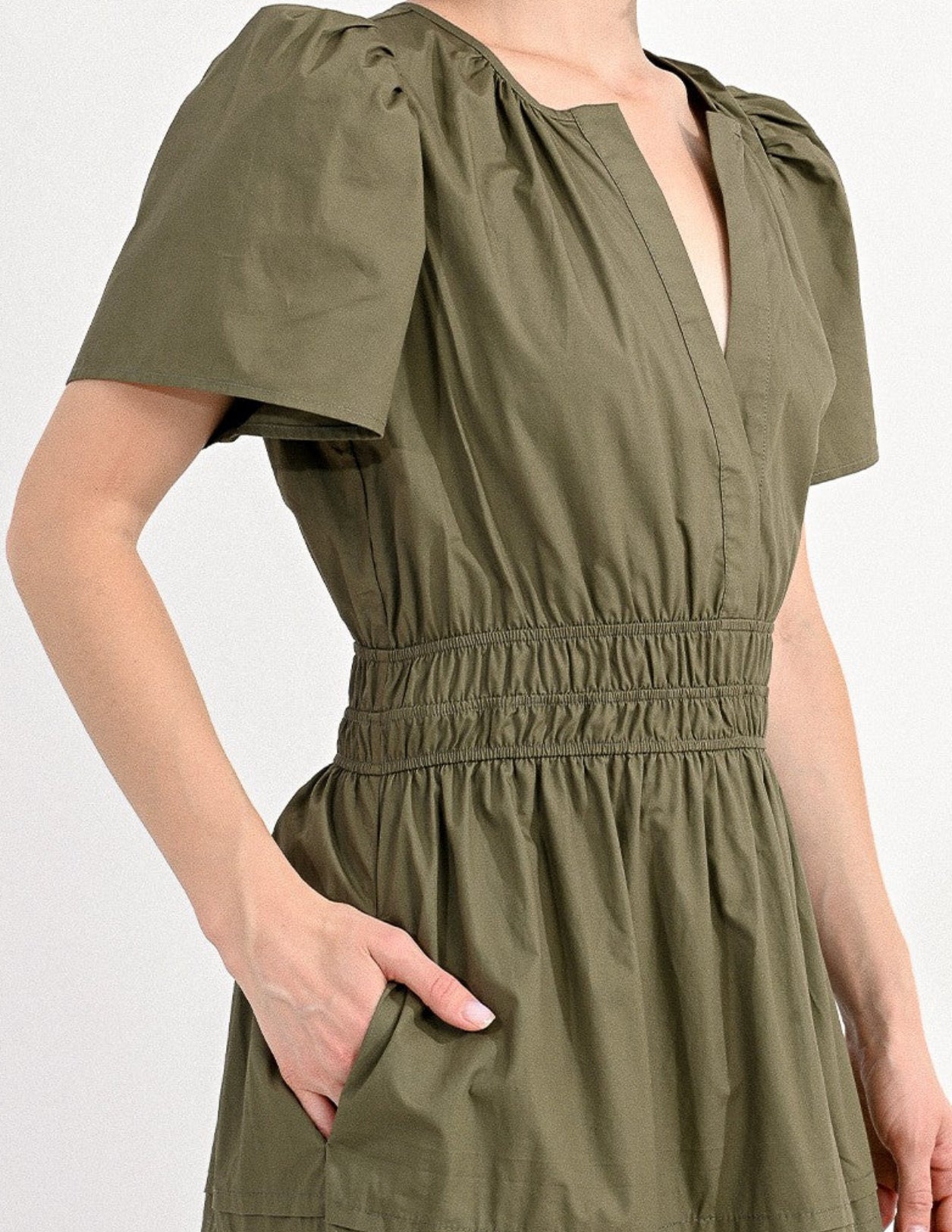 Long Tiered Dress in Khaki