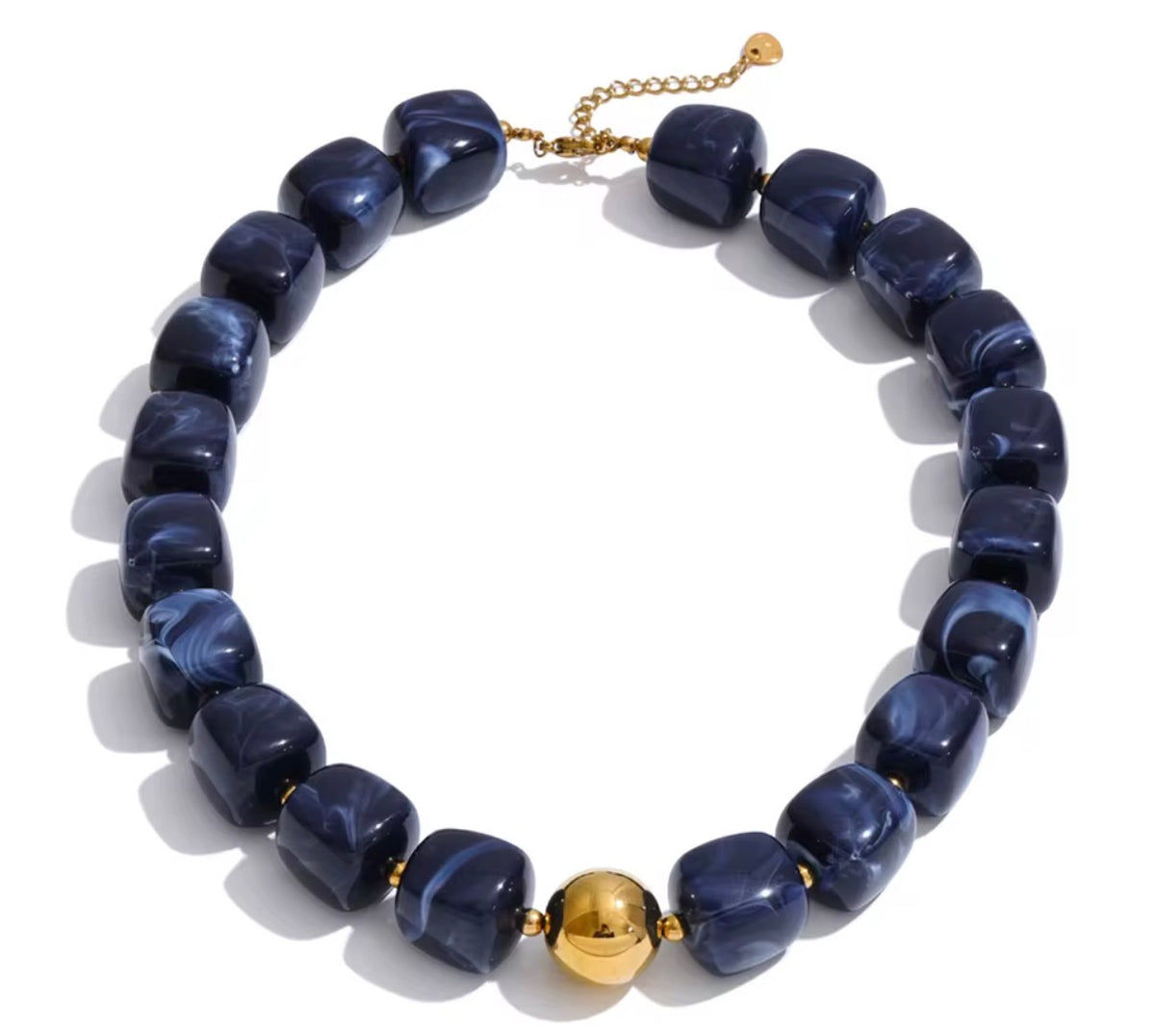 Navy Blue Beaded Necklace