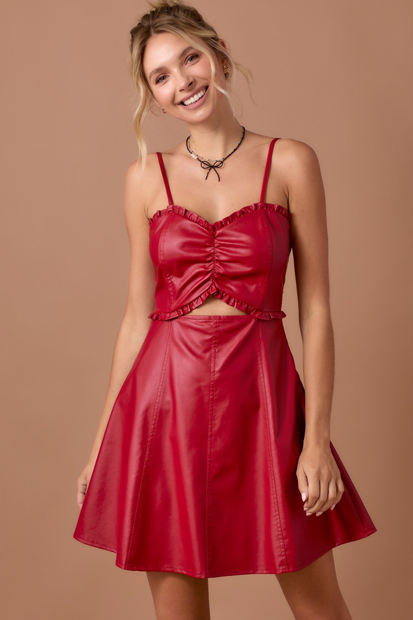 FINAL SALE Ruby Cutout Mini Dress in Red