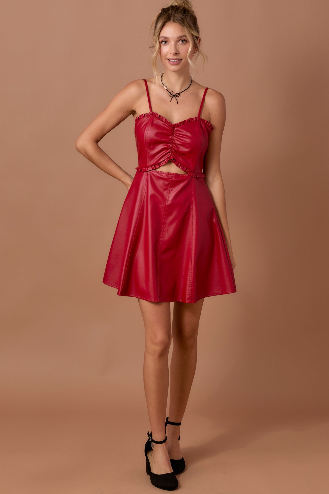FINAL SALE Ruby Cutout Mini Dress in Red