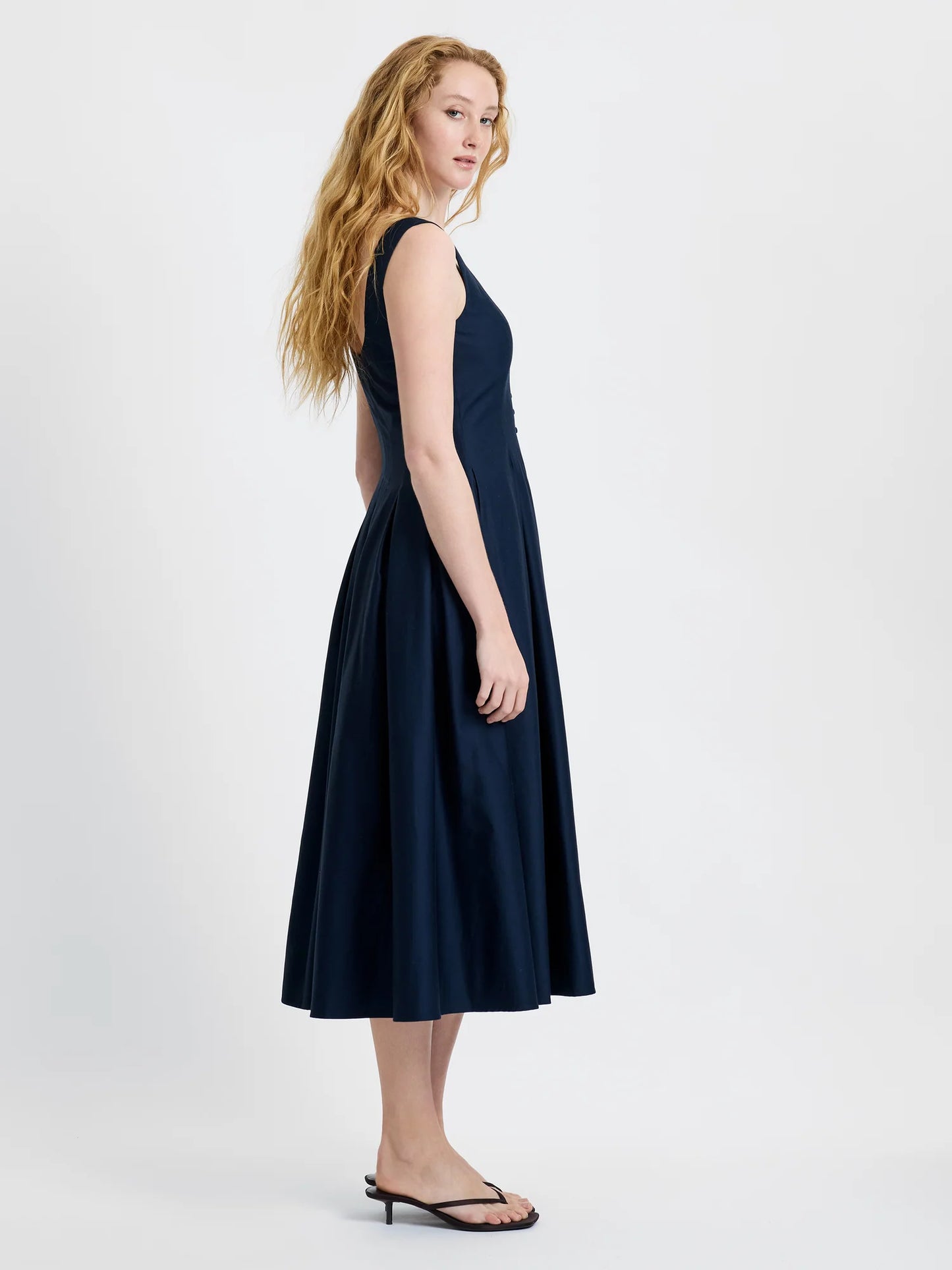 Cotton Sateen Midi Dress