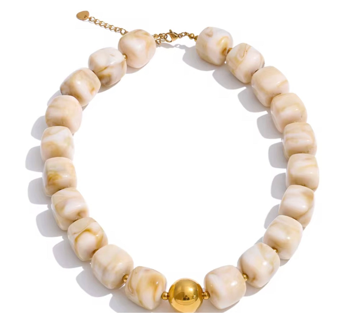 Bone White Beaded Necklace