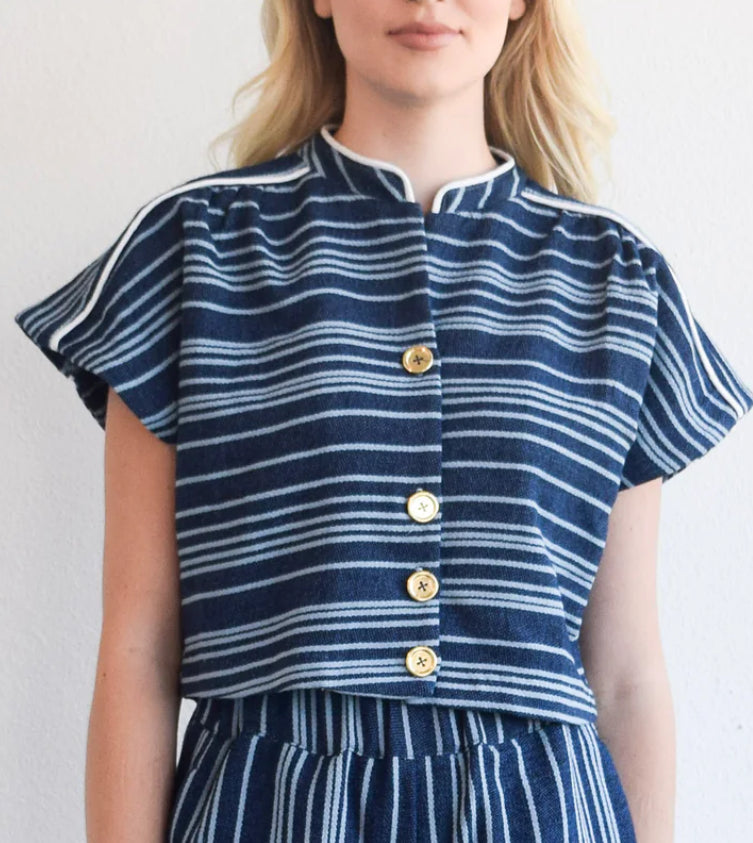 Poppy Top in Navy Double Knit