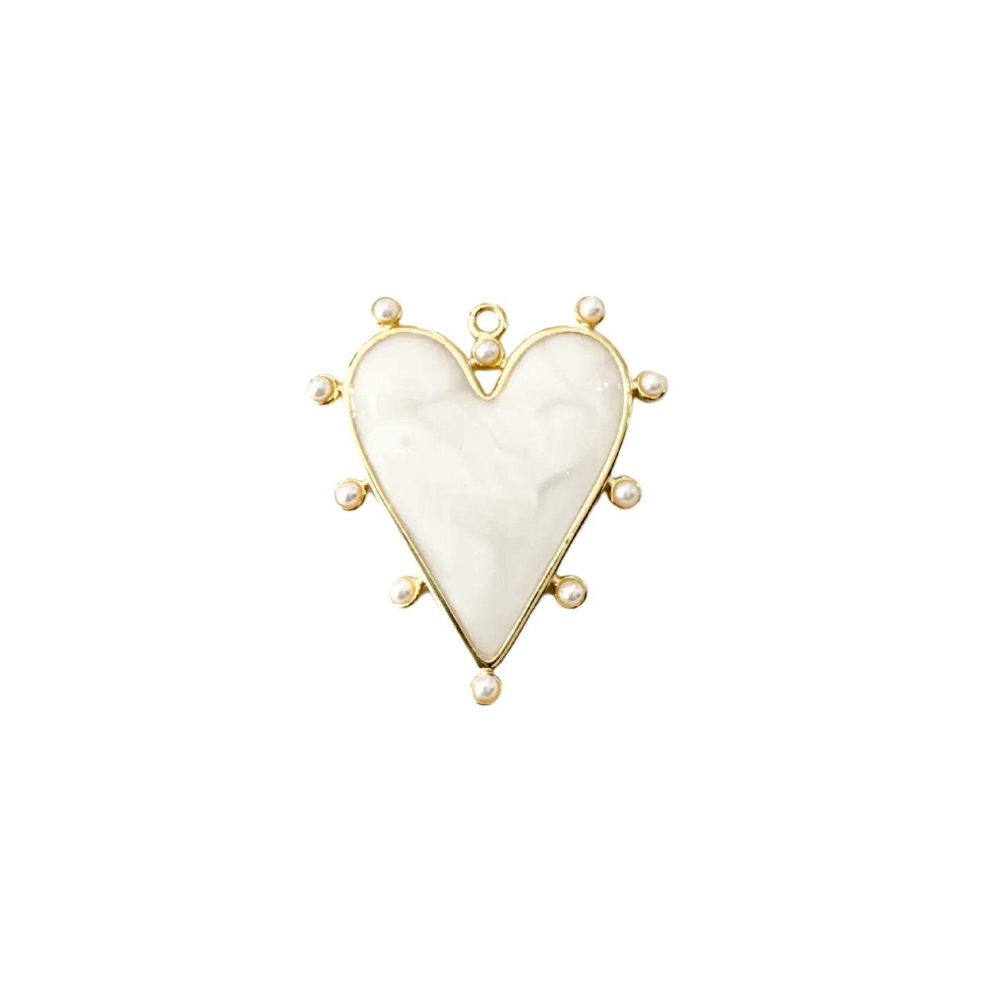 White Pearl Heart Scarf Charm
