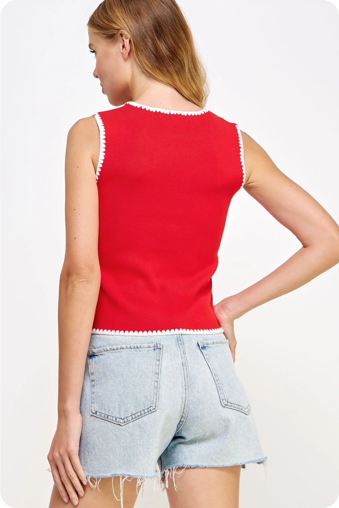 Embroidered Knit Tank Top