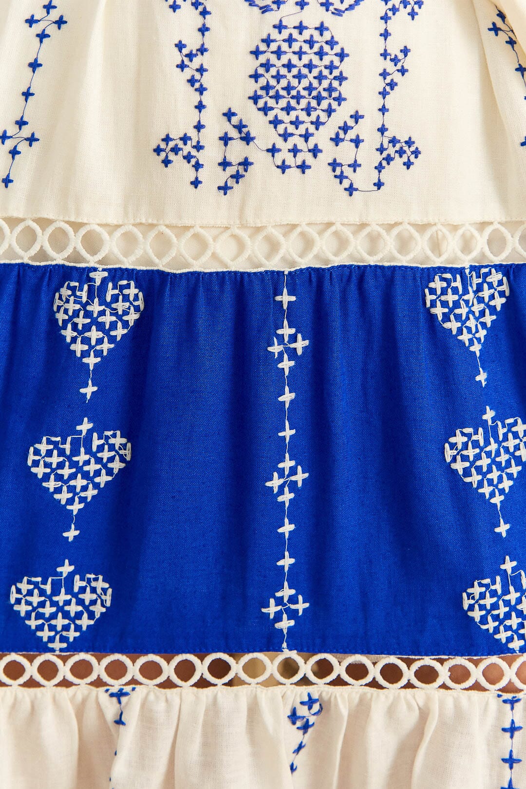 Embroidered Jungle Scarf Blue Maxi Dress