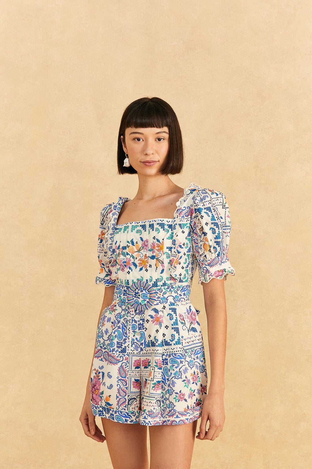 Romantic Bandana Off White Romper