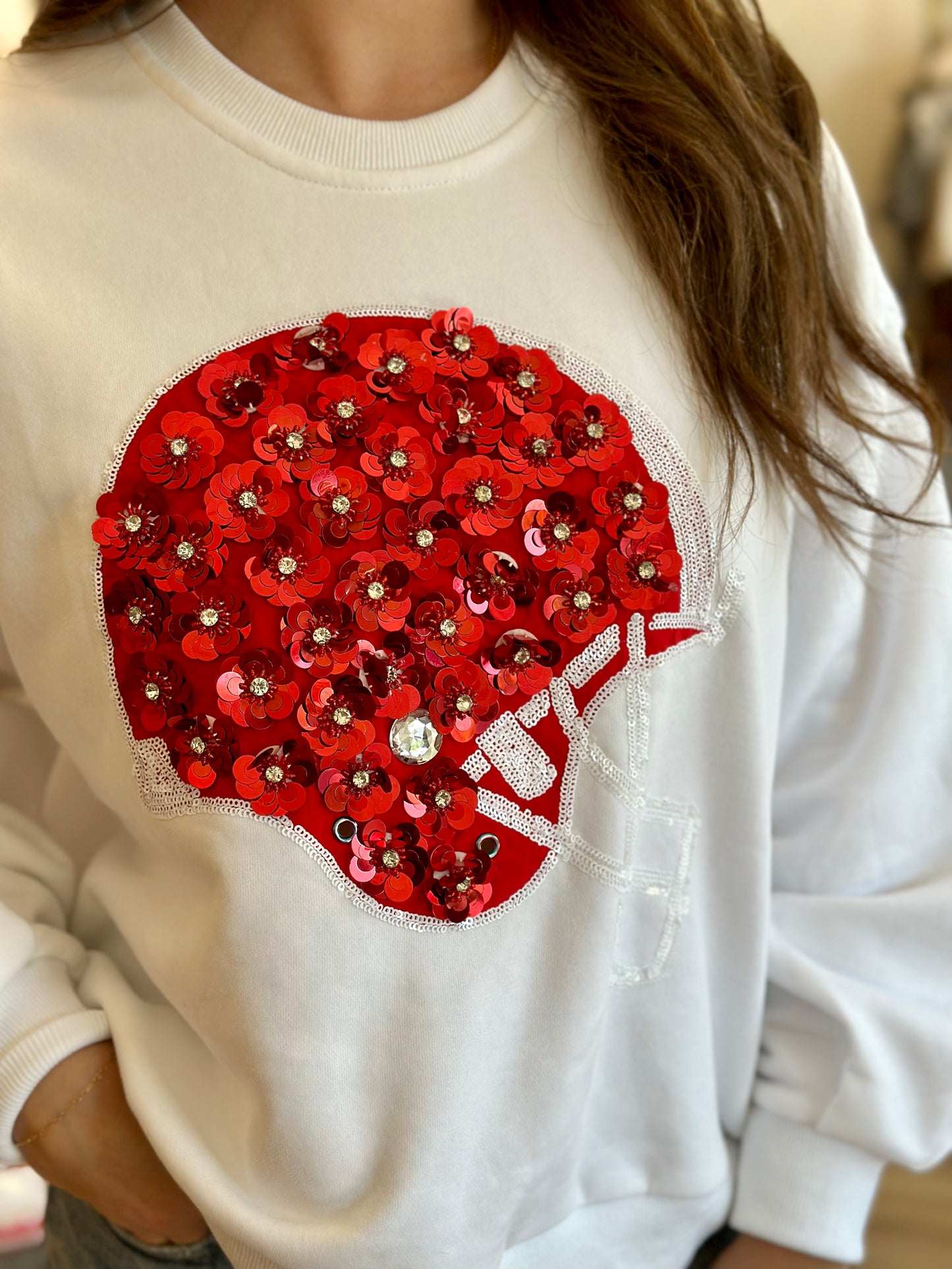 Red and White Helmet Sweatshirt