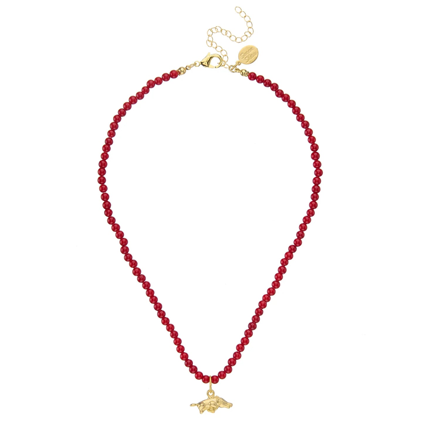 Mini Wild Boar Necklace in Red