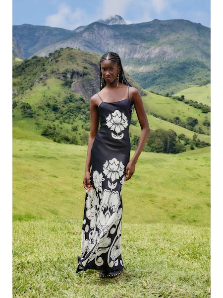 Arabesque Maxi Slipdress in Black