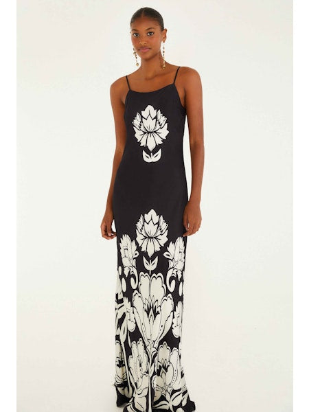 Arabesque Maxi Slipdress in Black