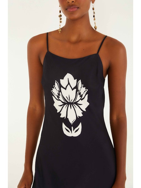 Arabesque Maxi Slipdress in Black