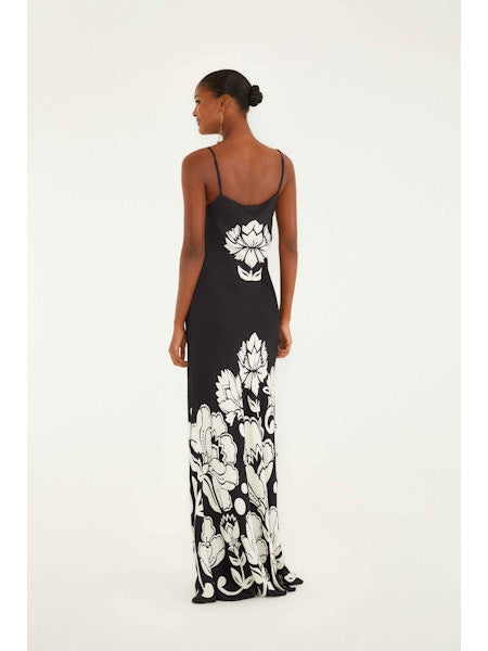 Arabesque Maxi Slipdress in Black