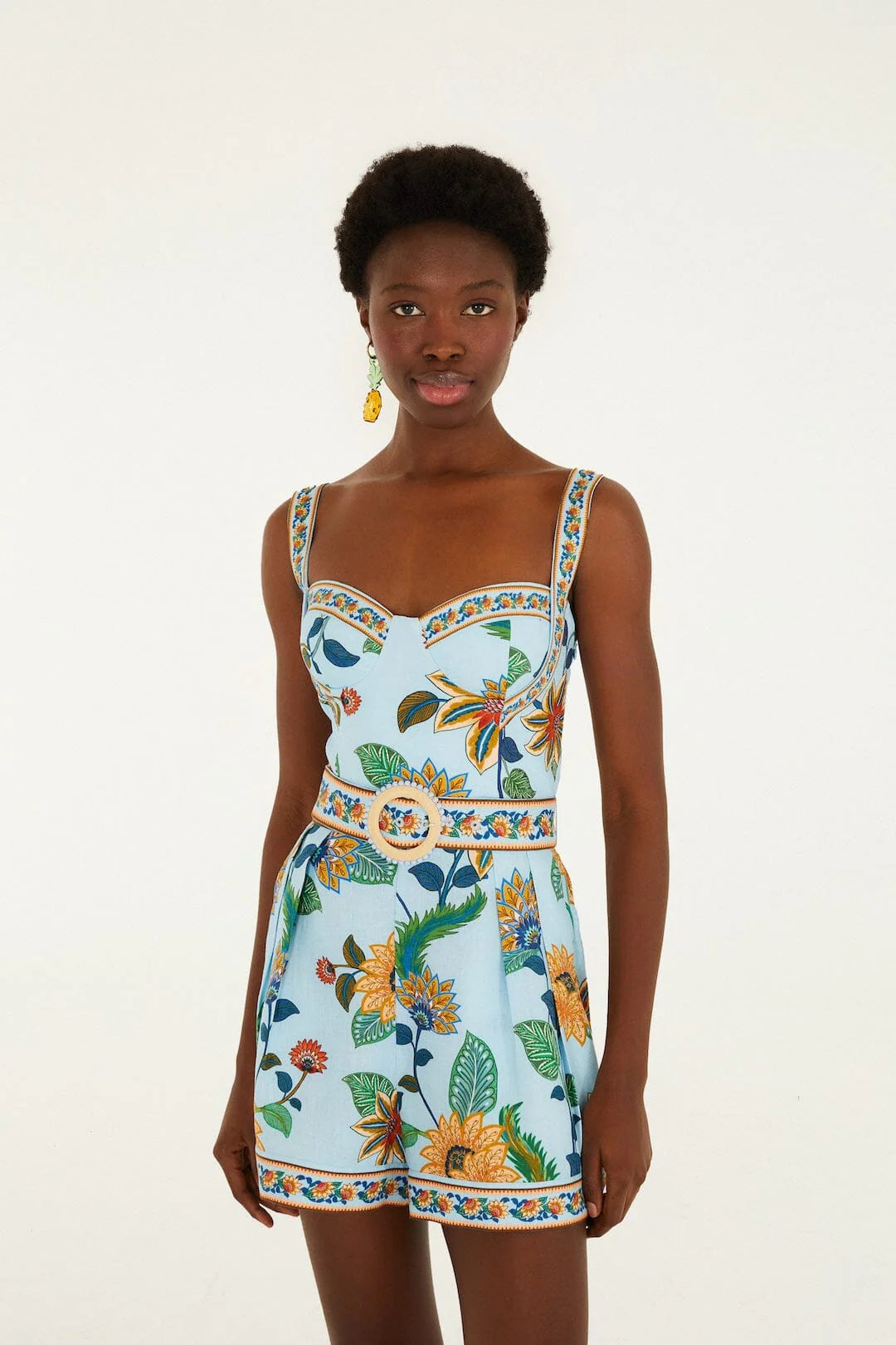 Floral Delhi Light Blue Romper