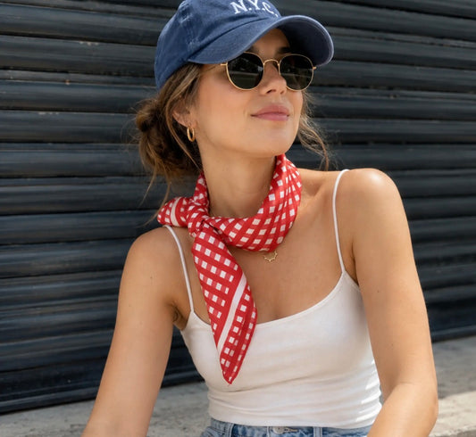 Red & White Gingham Scarf