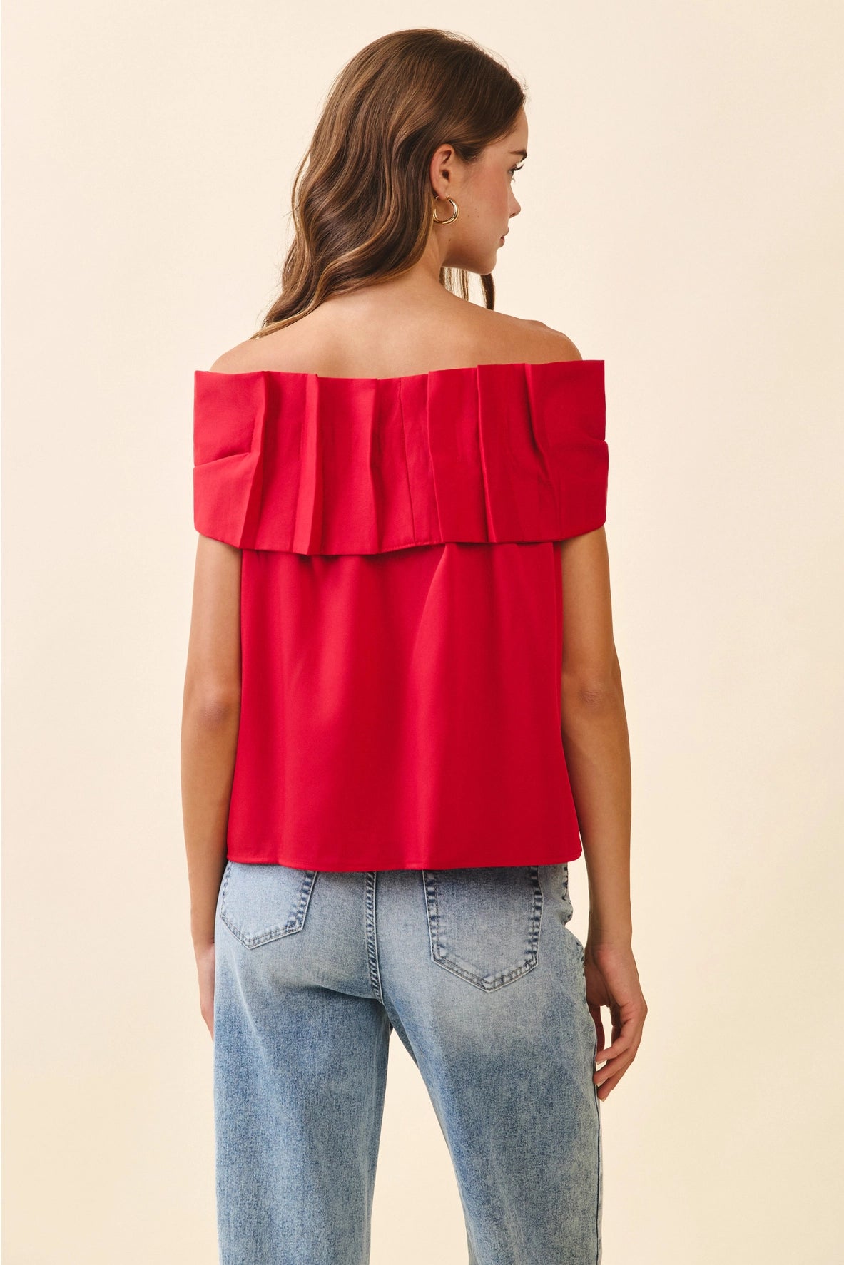 Bow Off The Shoulder Top in Red