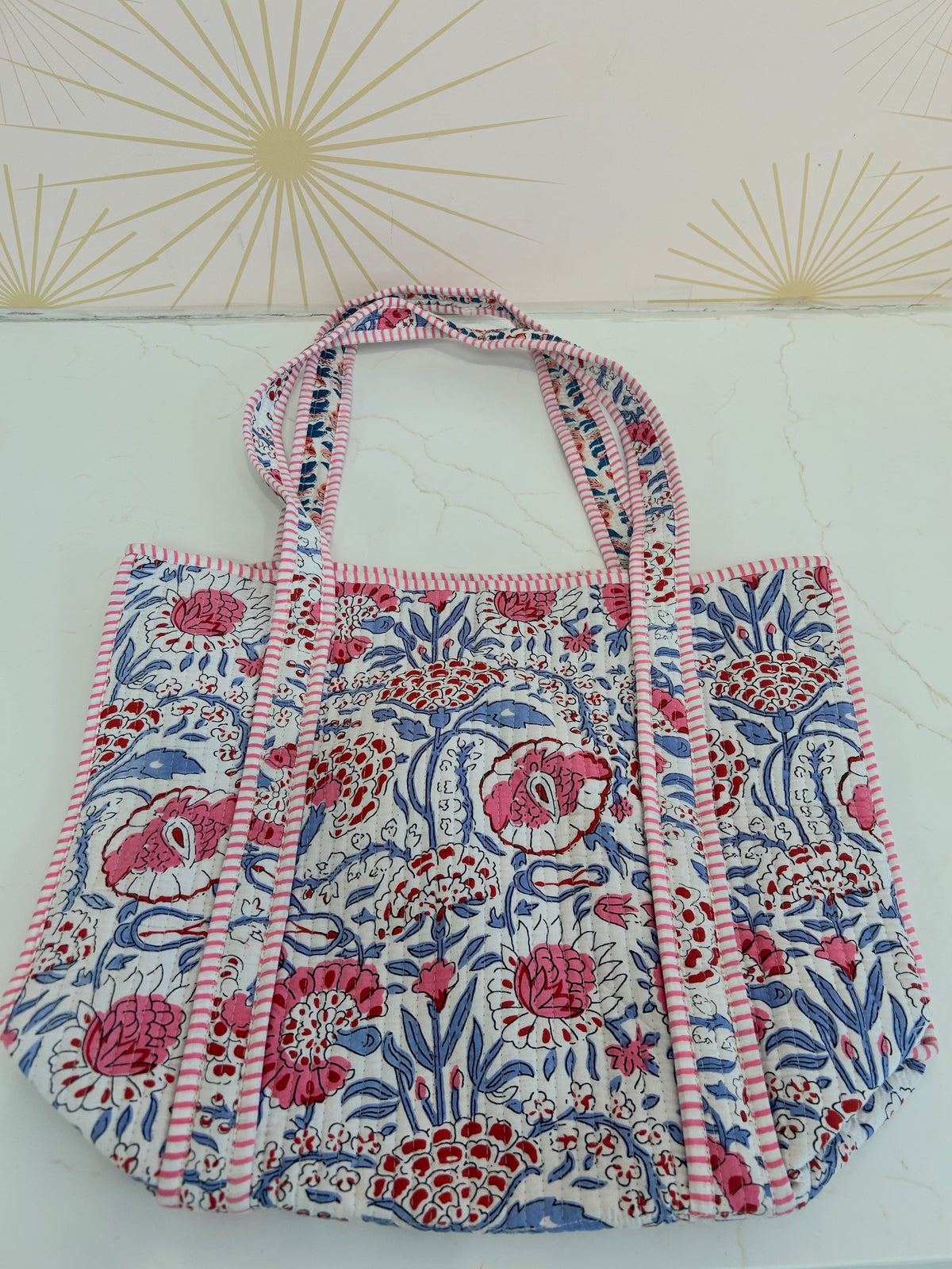 Blue/Pink Quilted Tote