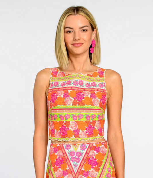 FINAL SALE Billy Top in Rosebud Ribbon Stripe