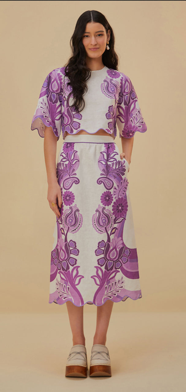 Color Festival Cream Cropped Blouse