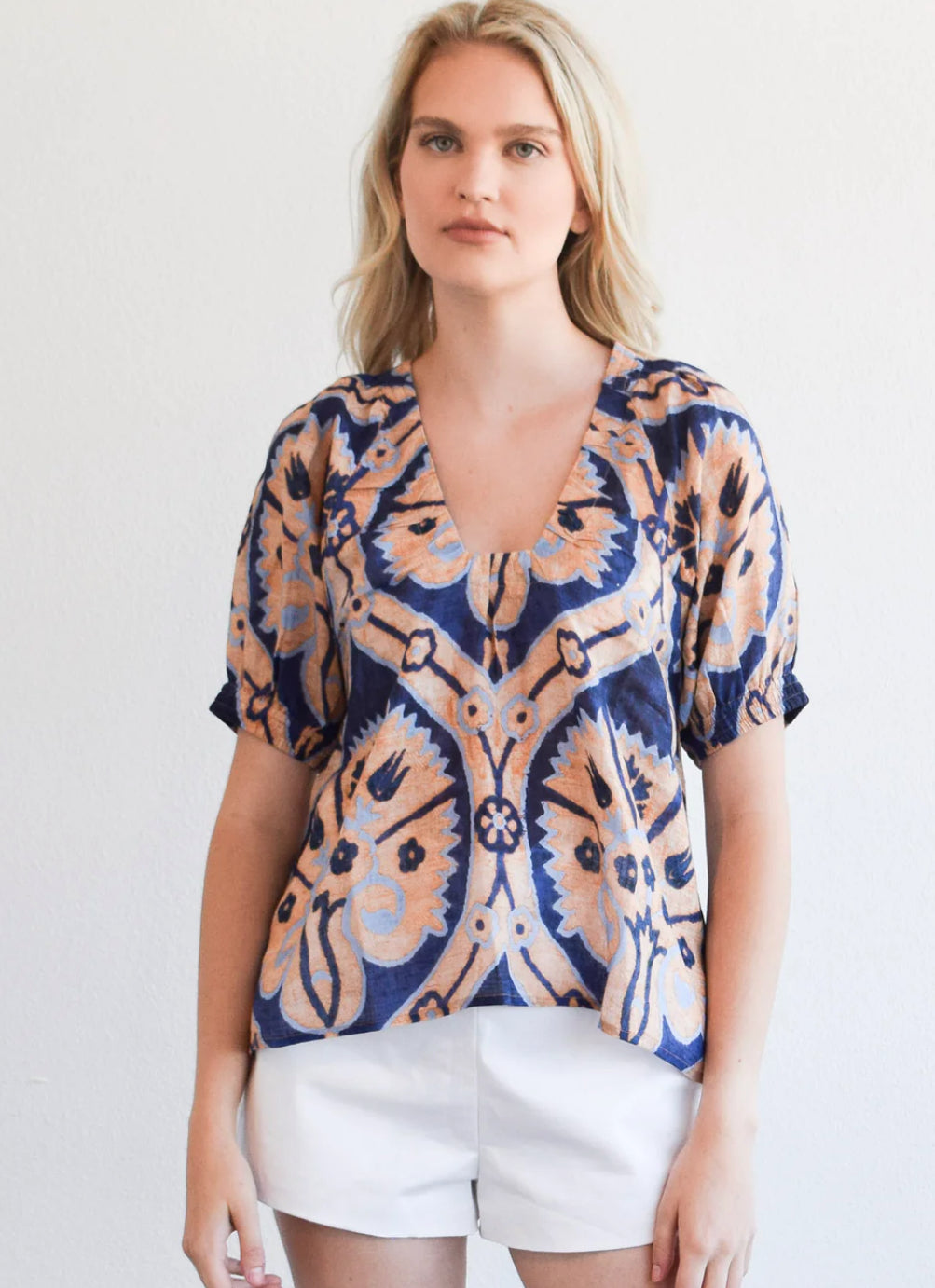 Vicki SS Top in Marakesh Medallion