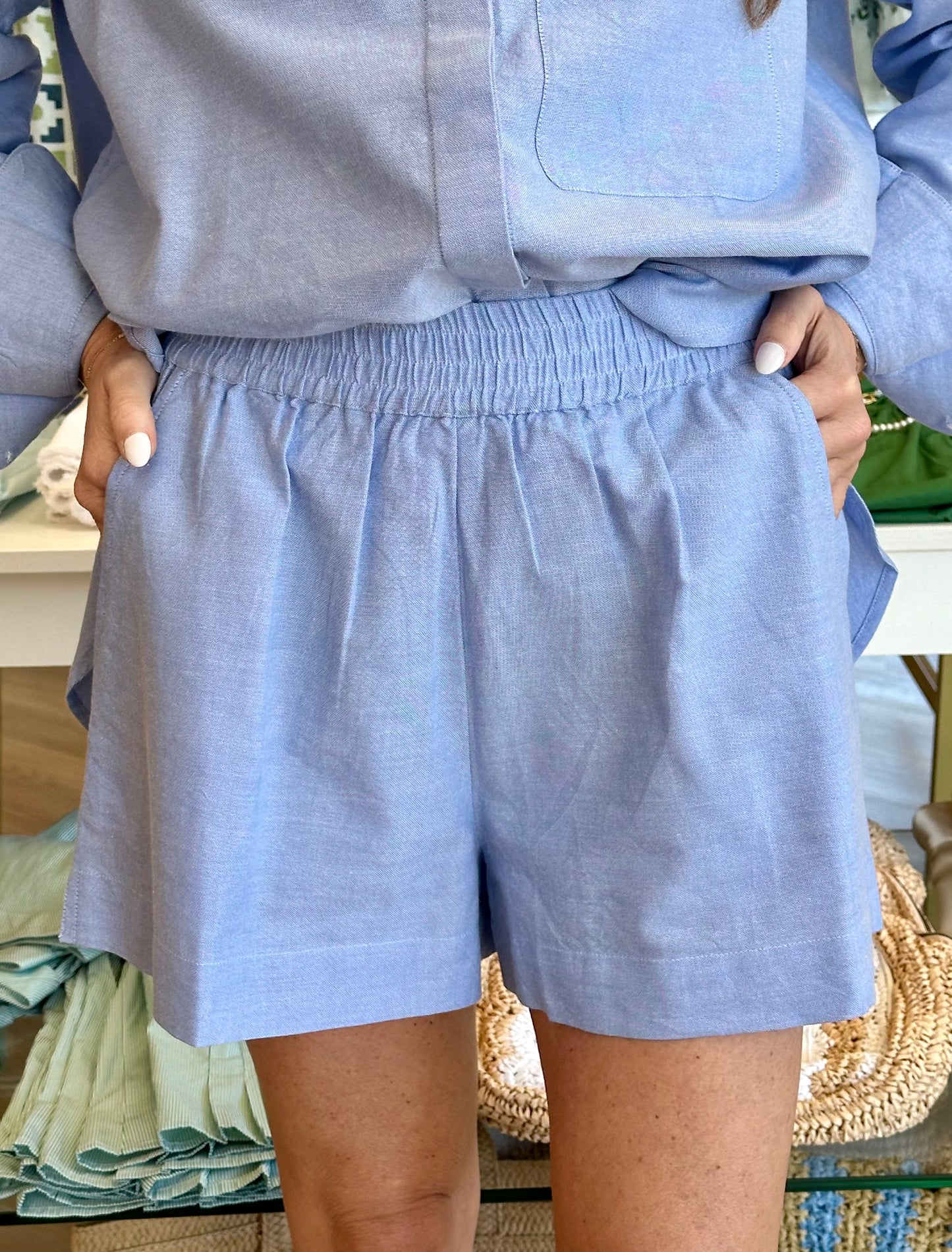 Chambray Shorts in Blue