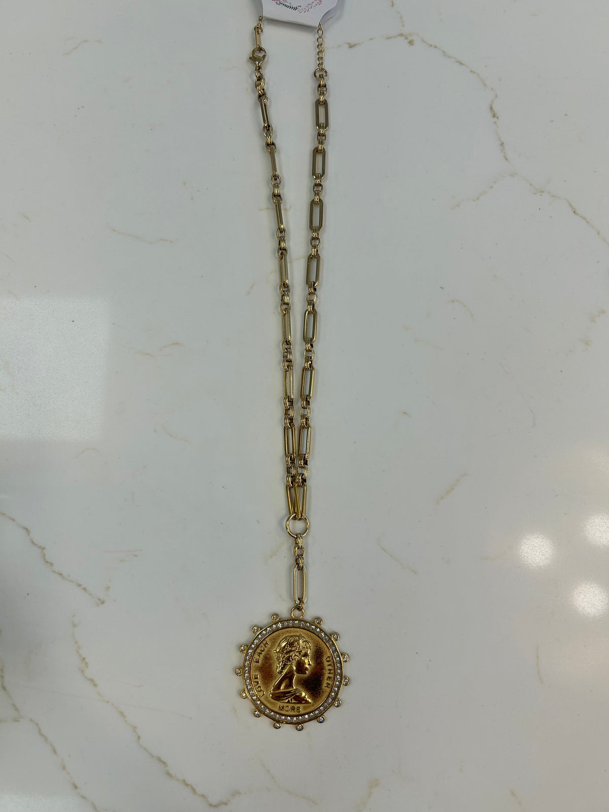 Golden Queen Coin Pendant Necklace