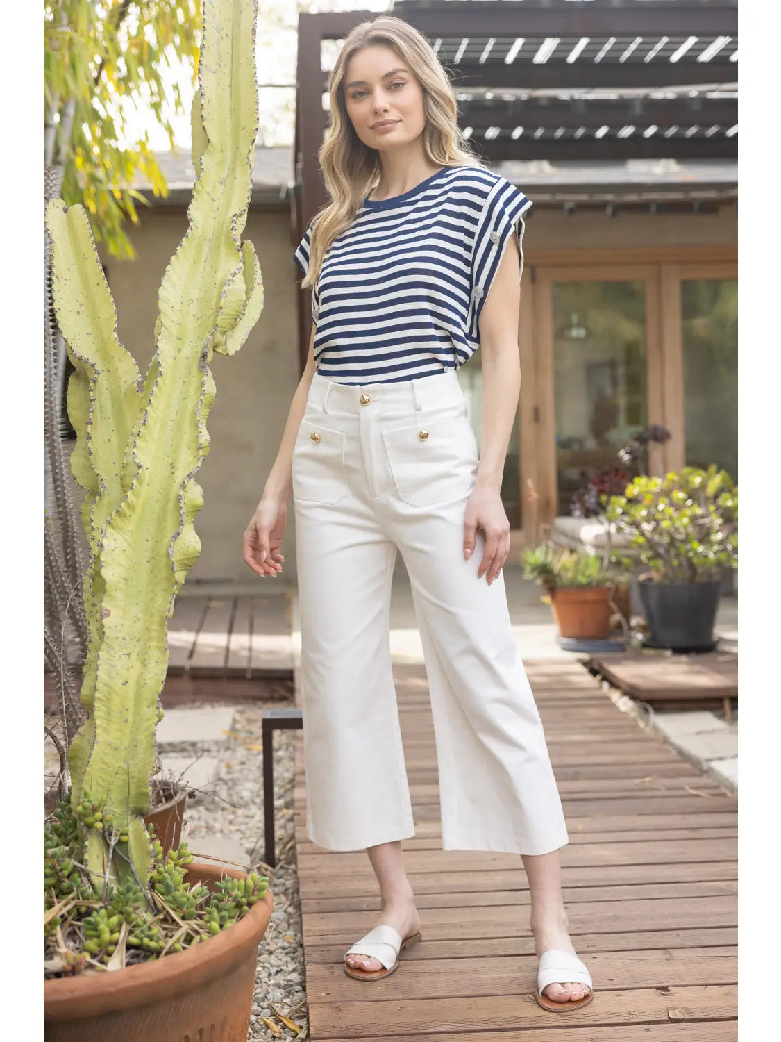 Margaret Gold Button Canvas Culottes