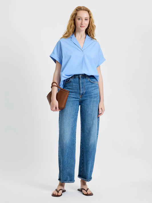 Retha Poplin Pullover in Blue Hydrangea