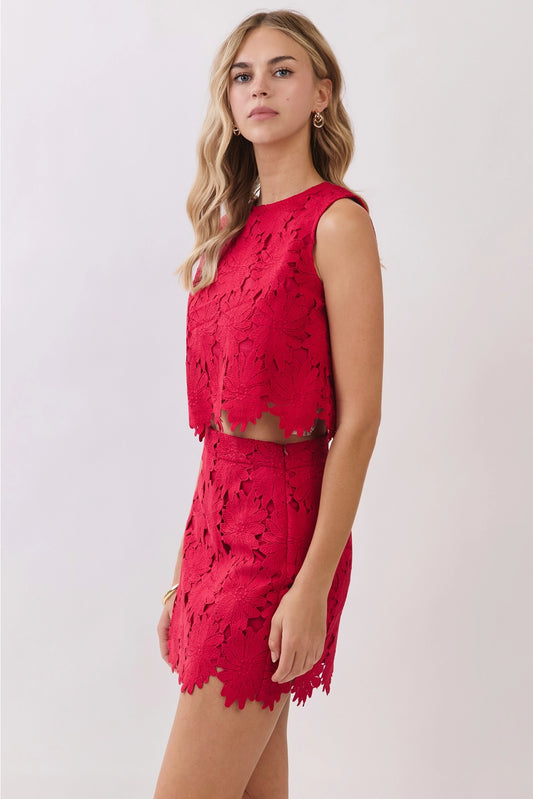 Trinity Floral Top in Crimson