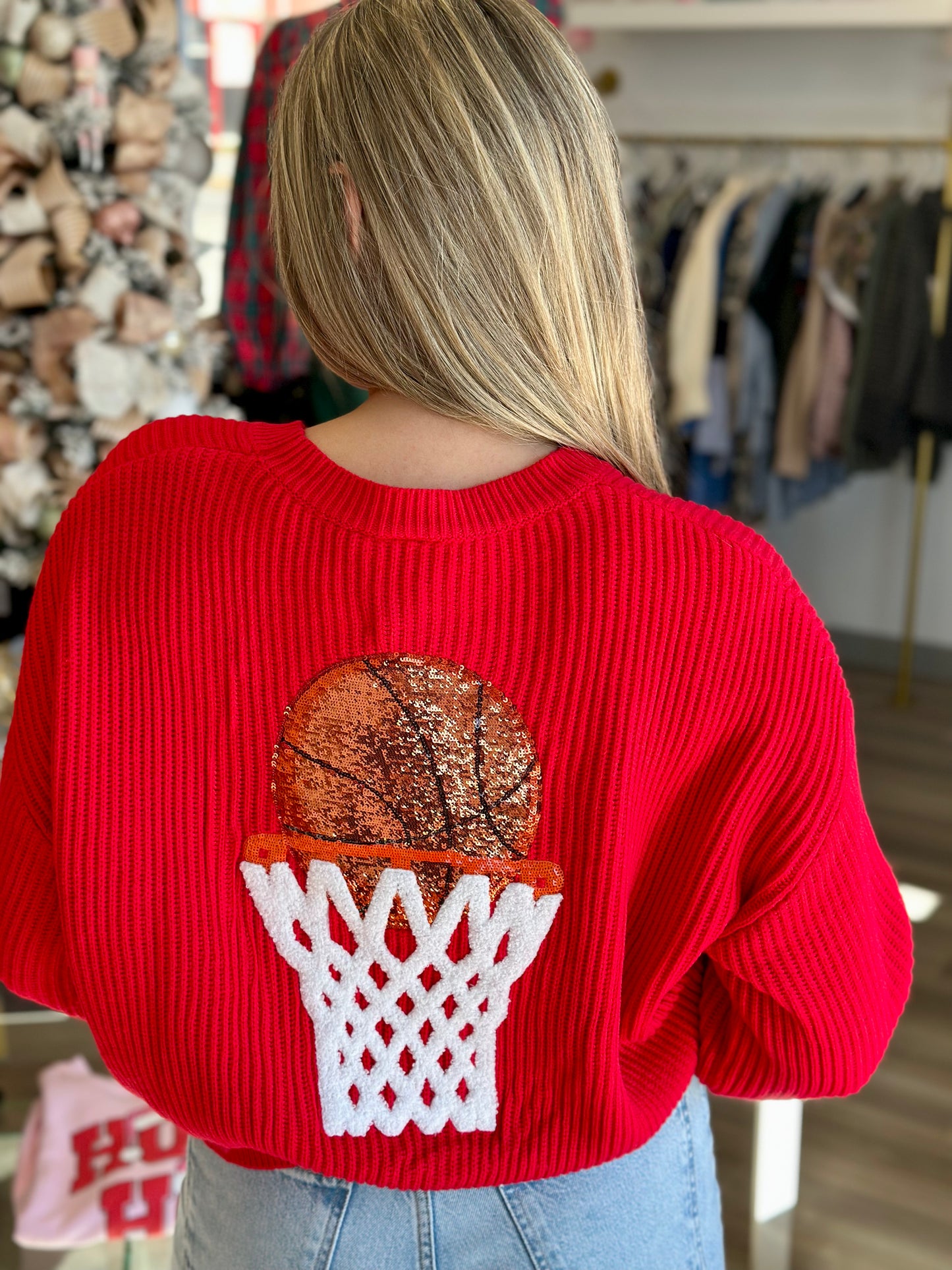 'Nothin But Net' Glitter Script Sweater