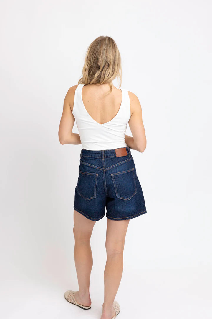 Solid V- Neck Bodysuit in Ivory