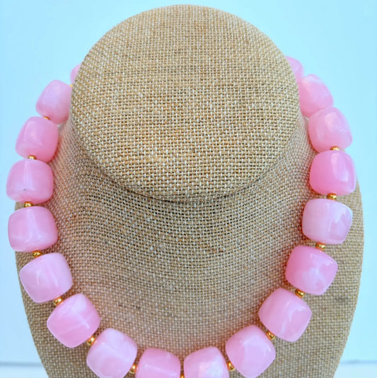 Pink Cube Necklace