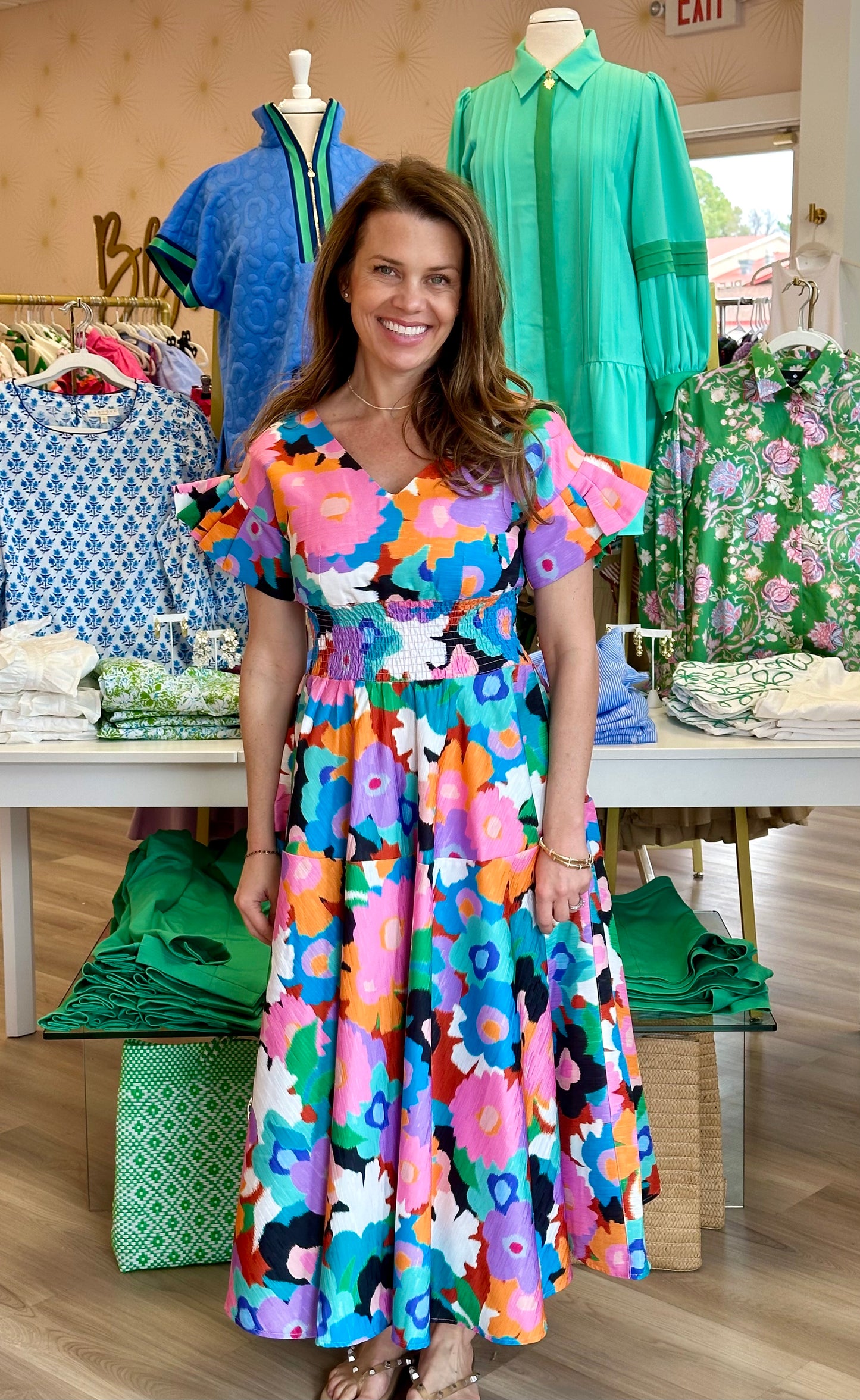 Floral V Neck Dress