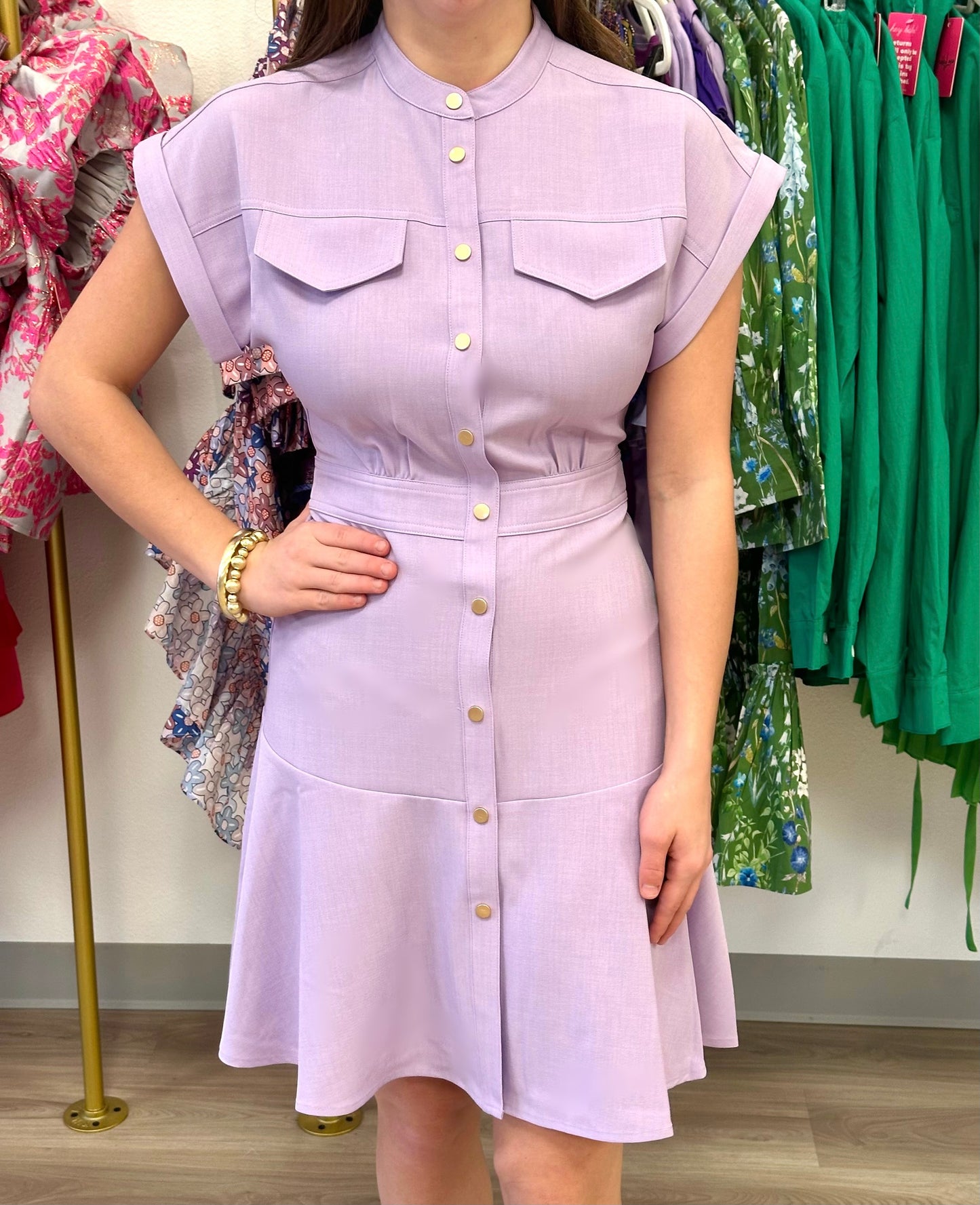 Buttoned Short Dress in Coline