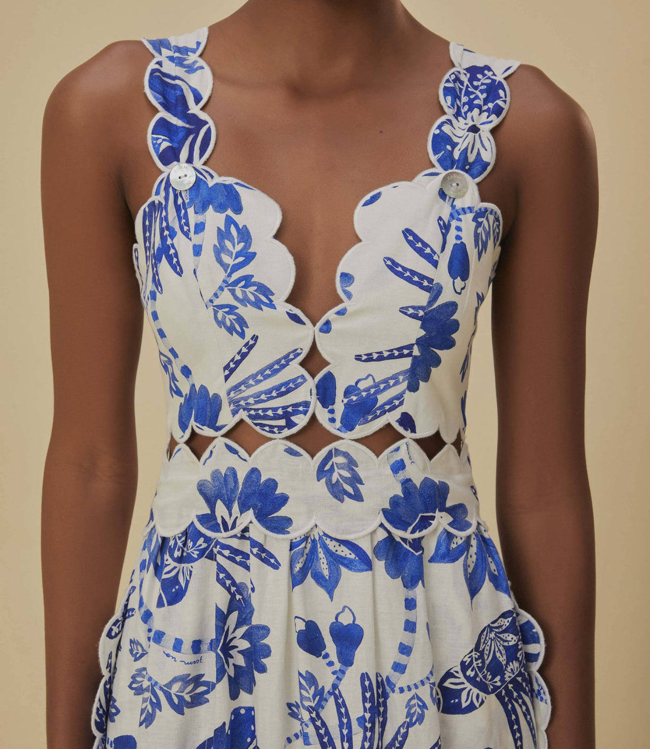 Flowerful Birds Off White Long Dress