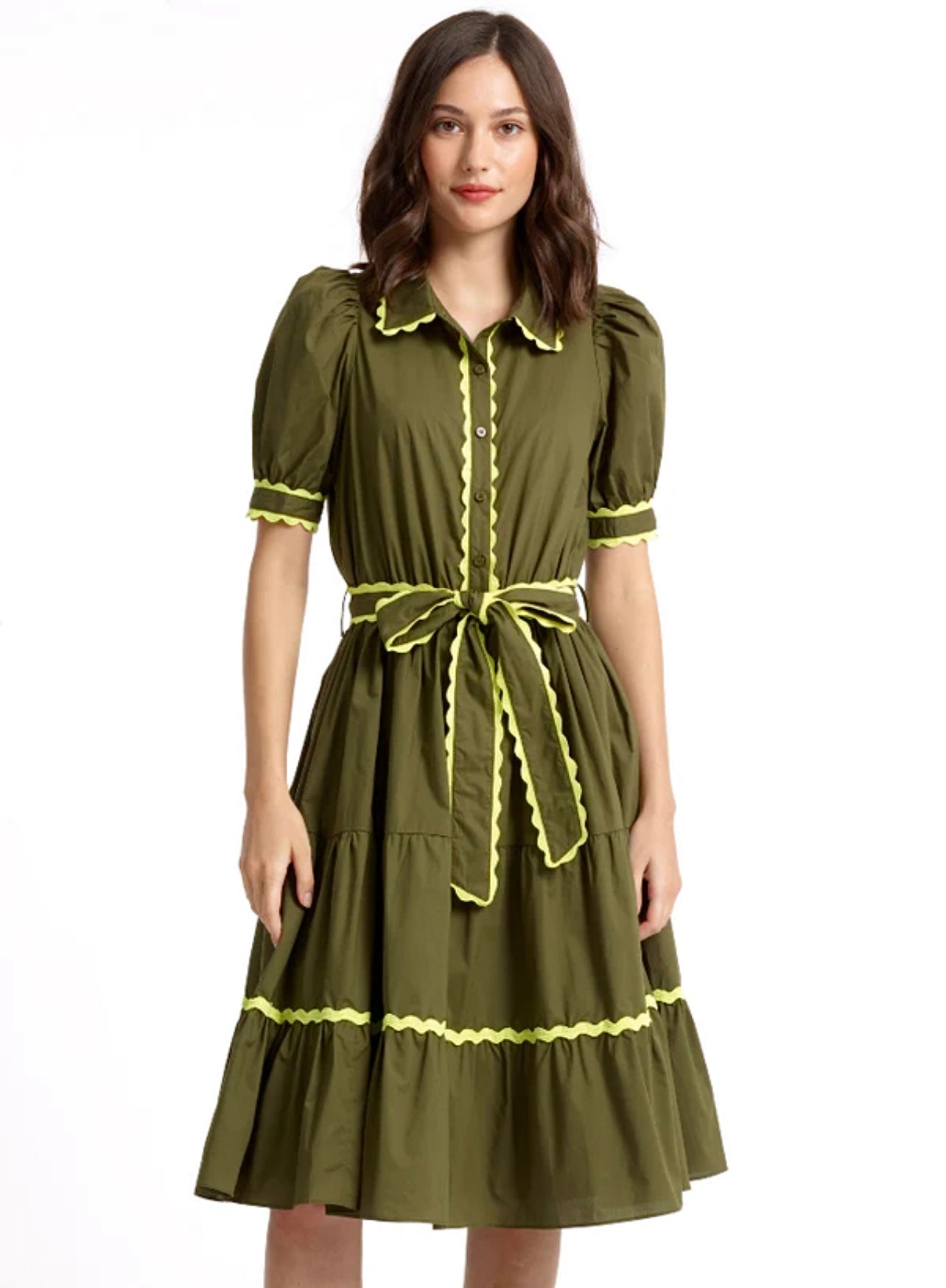 Ric Rac Dress in Olive