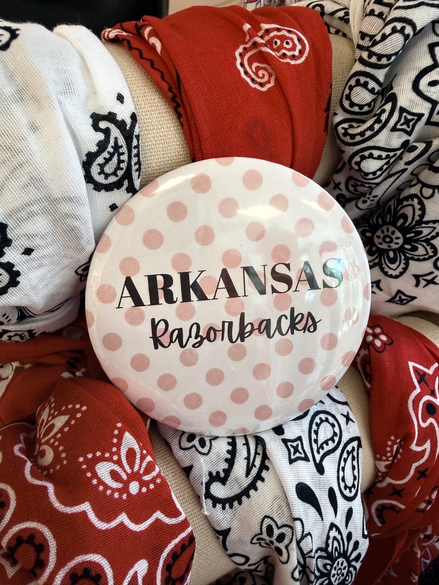 Arkansas Razorback Red Polka Dot Pin