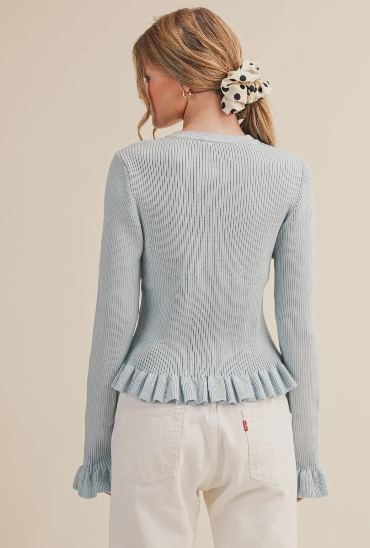 Button Up Cardigan Sweater in Blue