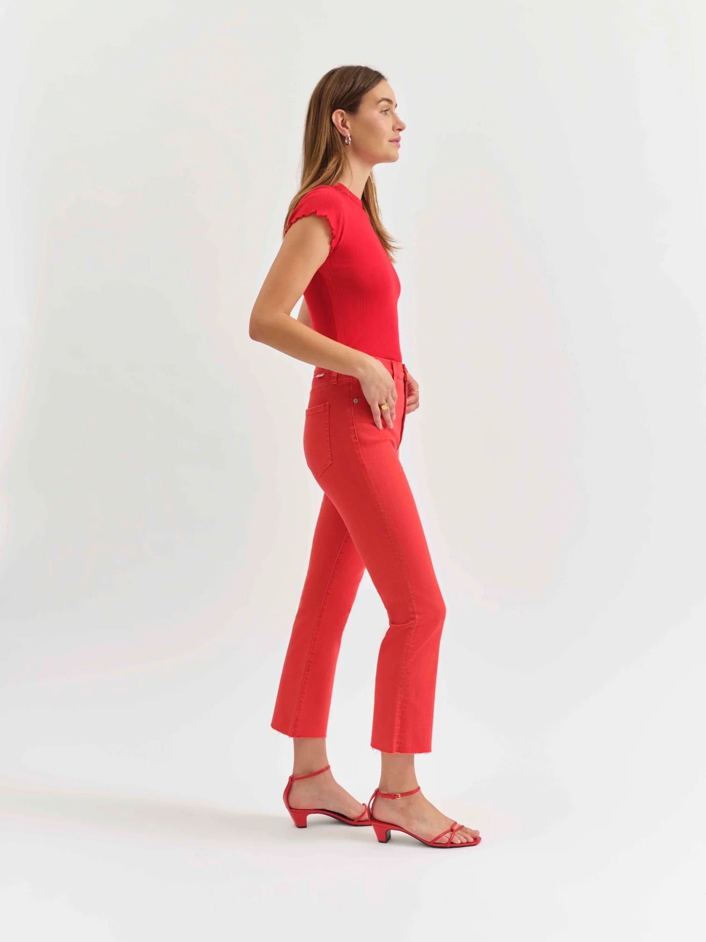 Shy Girl Crop Flare in Cherry