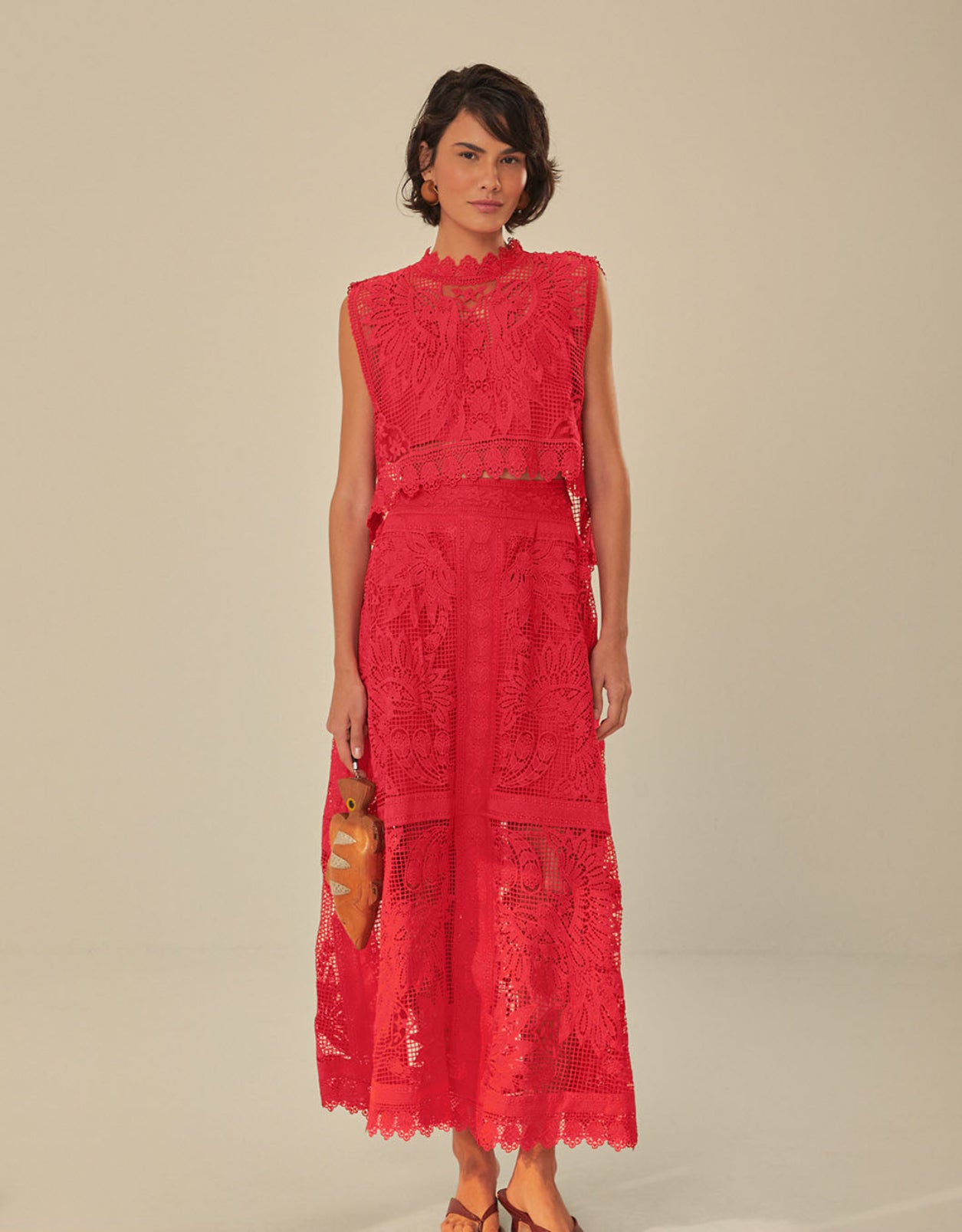 Red Toucan Guipure Sleeveless Top