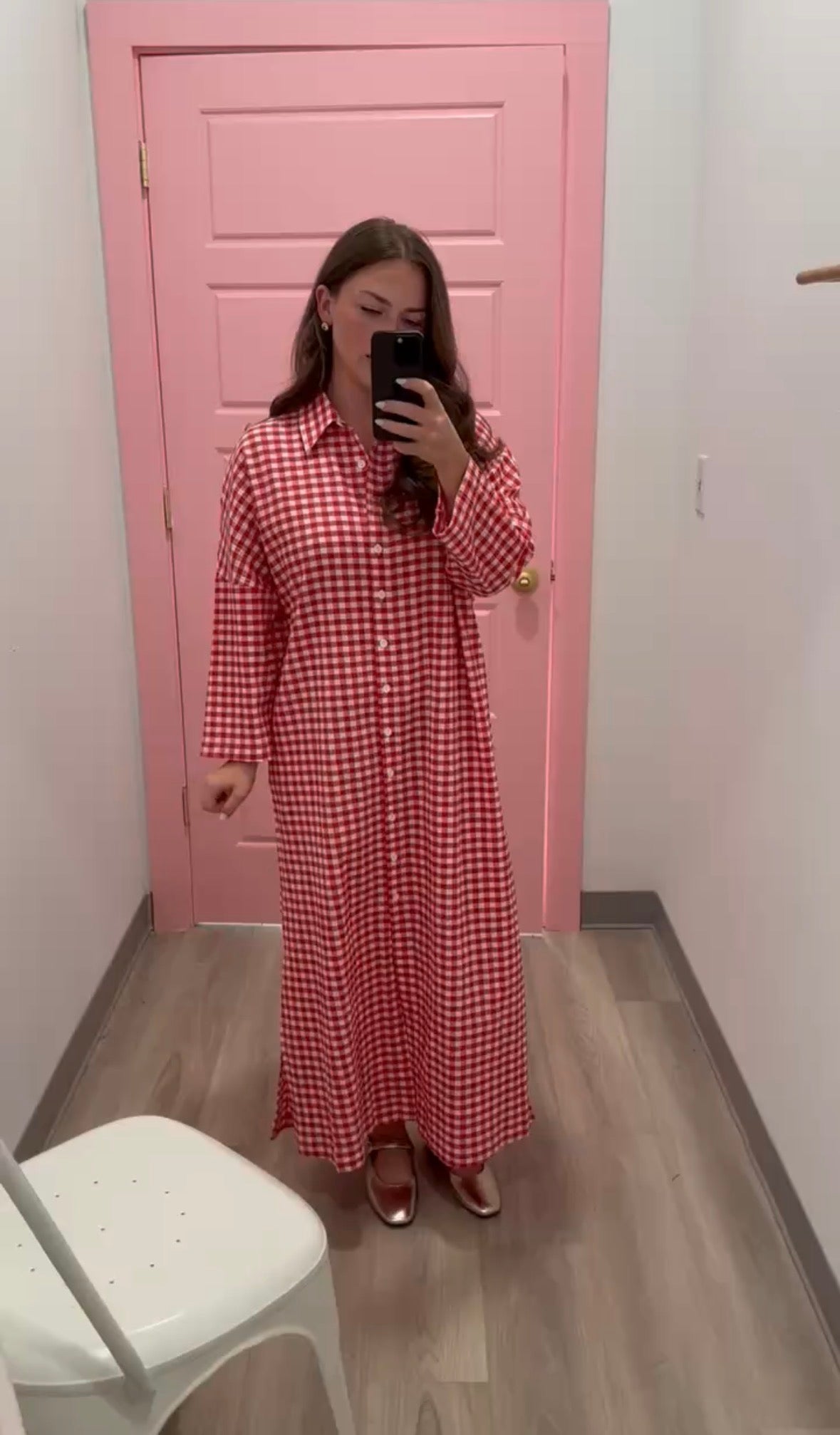 Regan Seersucker Gingham Maxi in Red