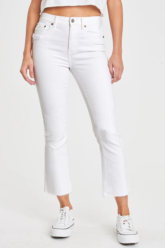 FINAL SALE Shy Girl High Rise Crop Flare in White Lightning