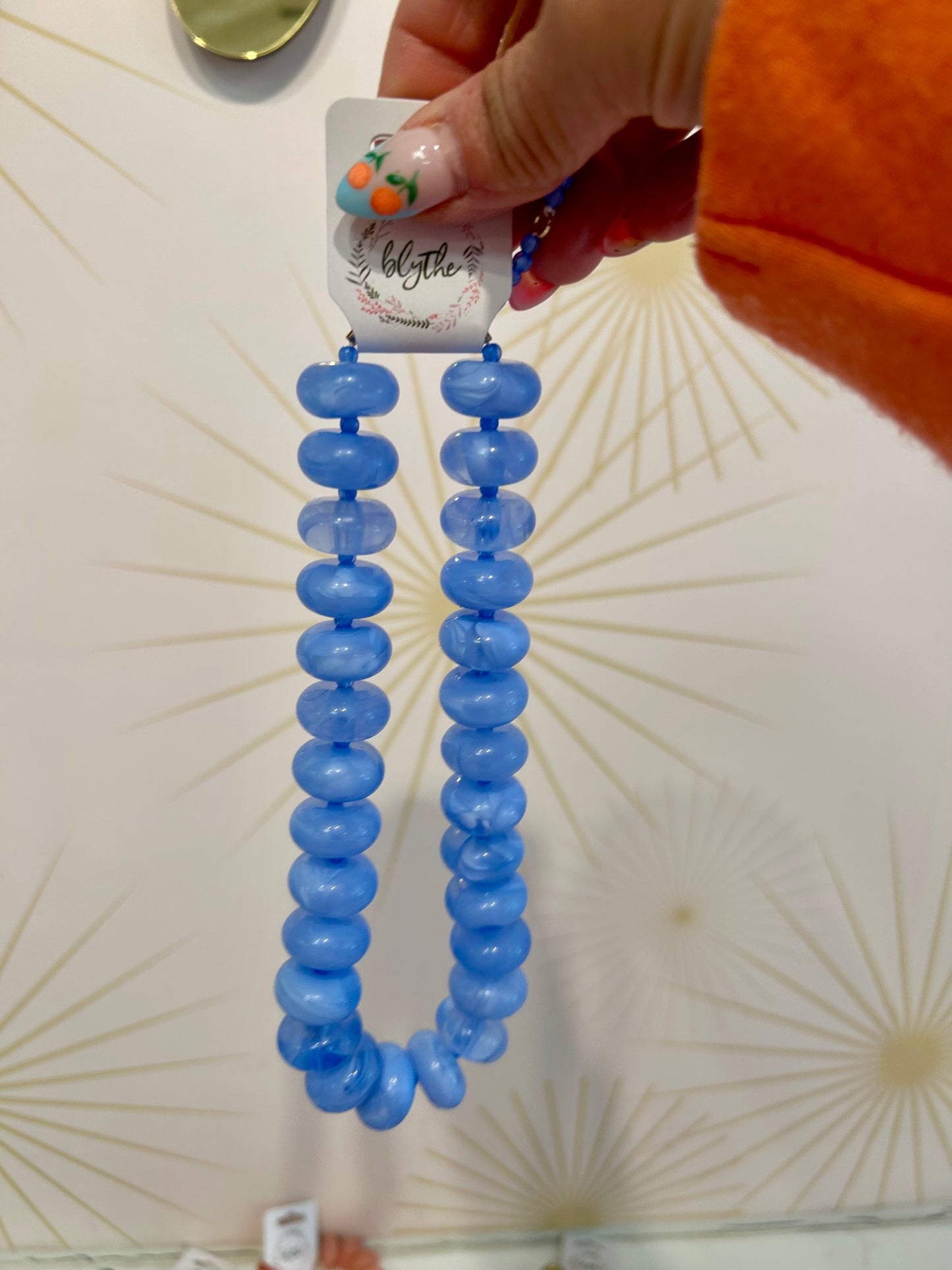 Light Blue Rondelle Necklace