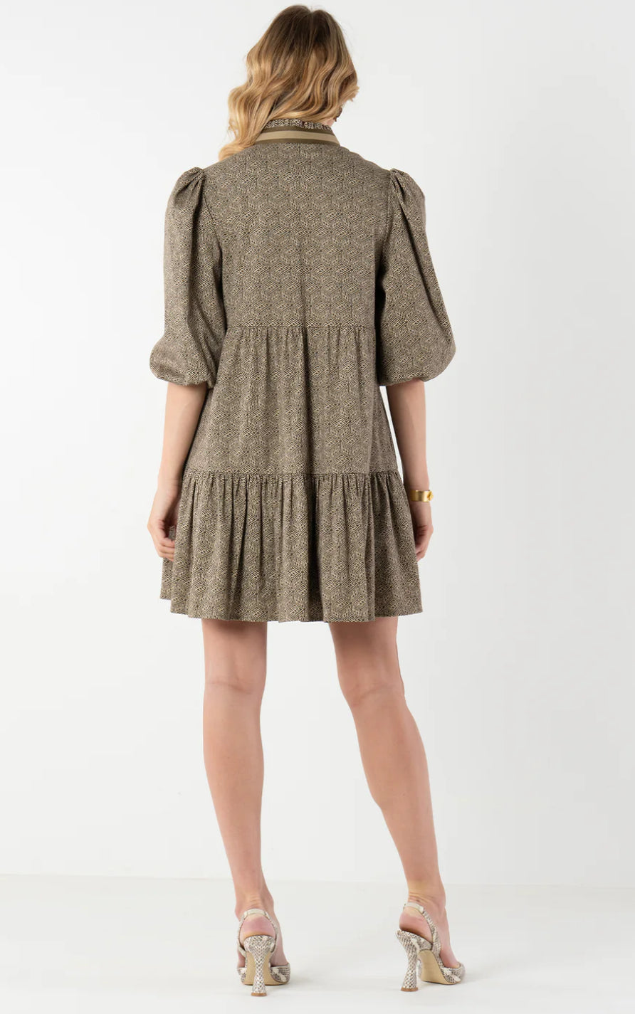Sadie Dress in Green Tonal Monogram
