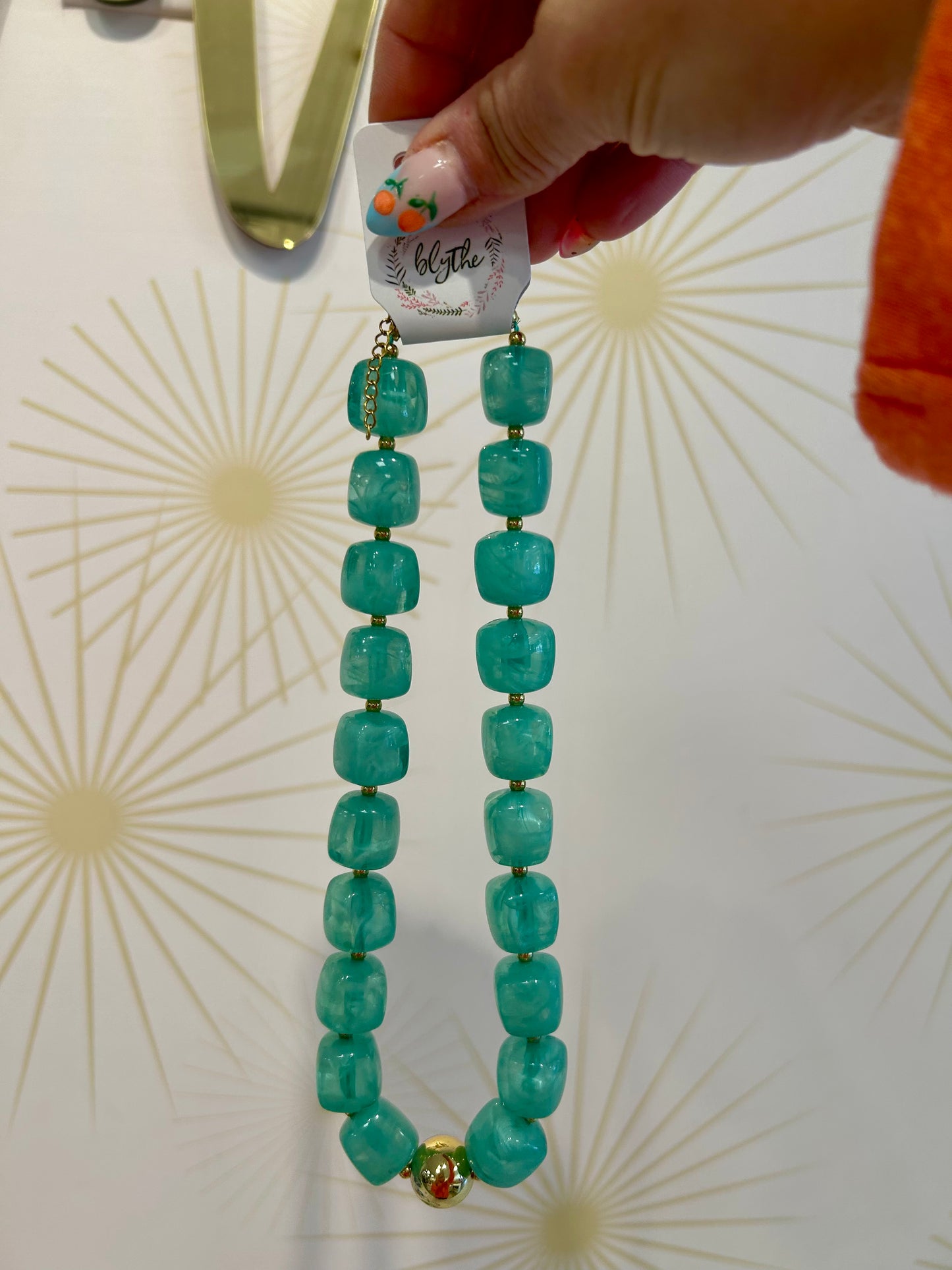 Green Cube Beaded Necklace