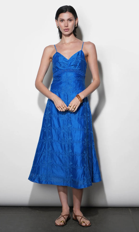 Abigail Embroidered Empire Midi Dress