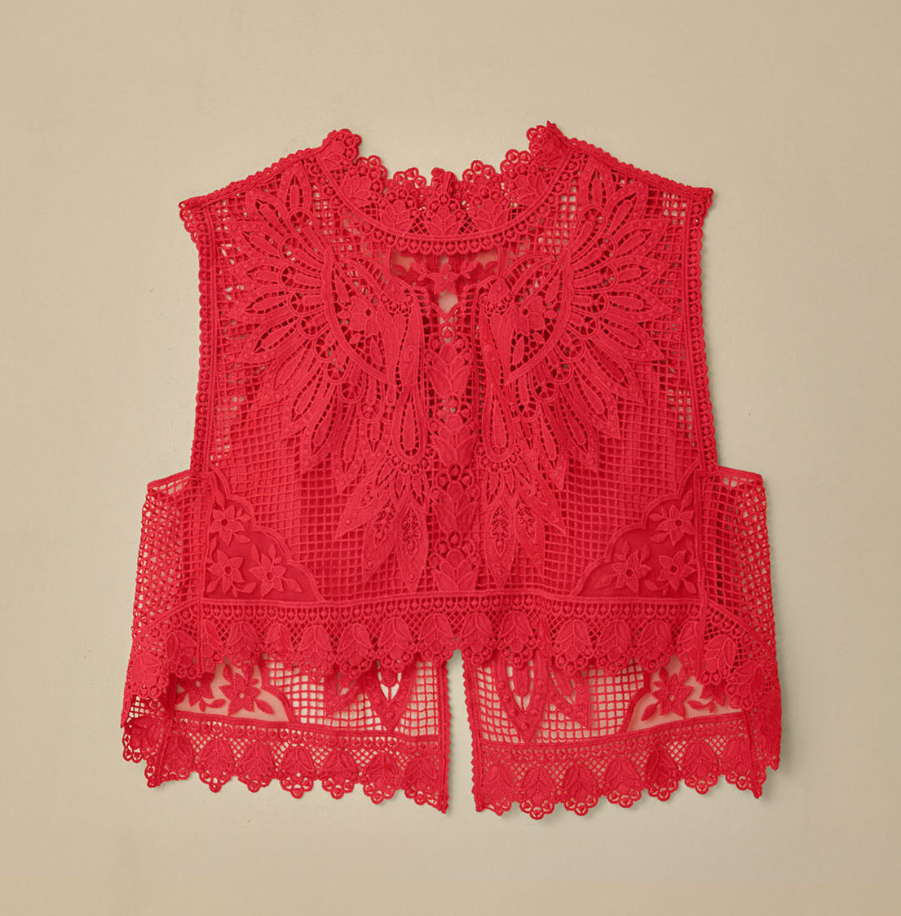 Red Toucan Guipure Sleeveless Top