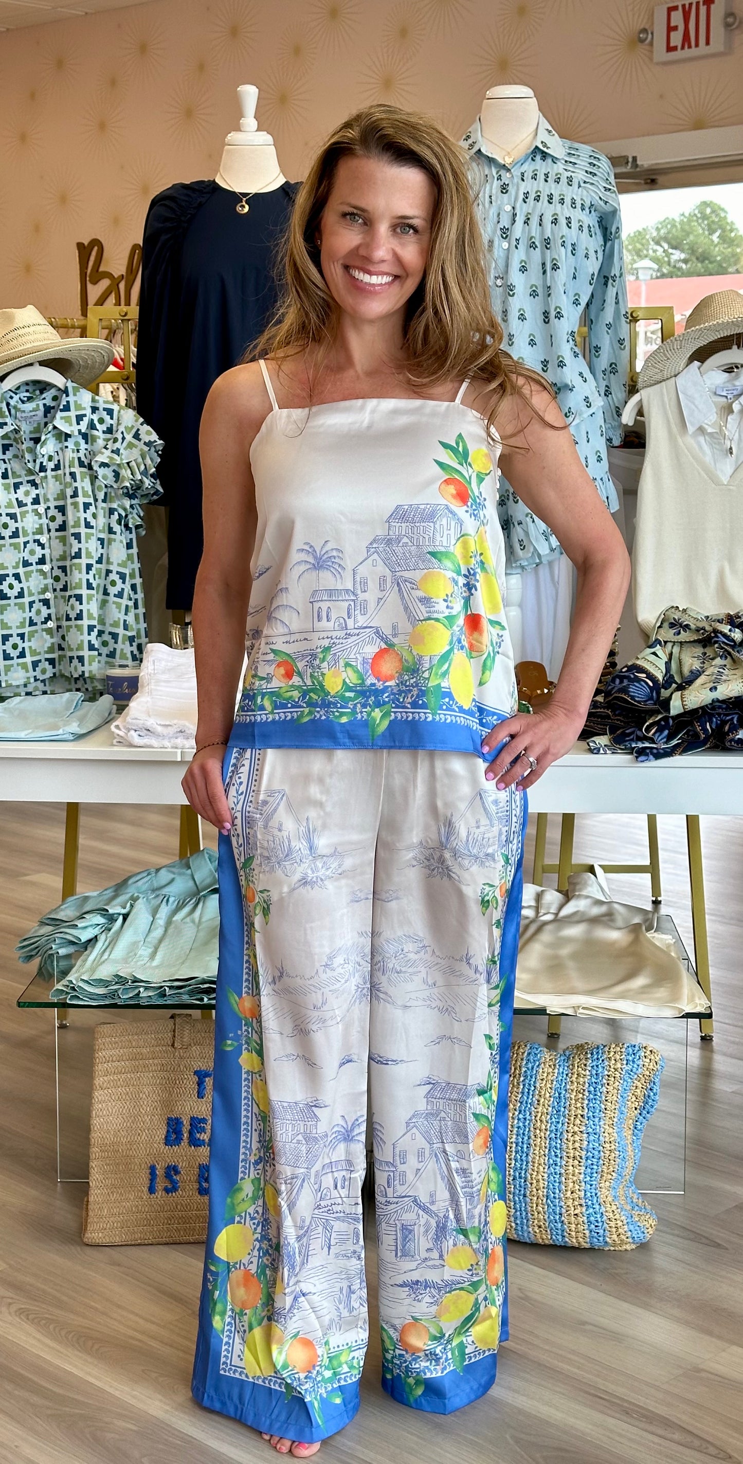 Long Wide Pants w/Smocked Waist